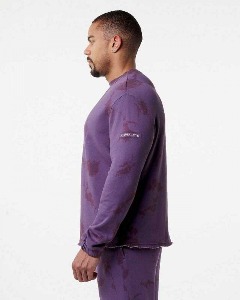 Purple Men's Alphalete HCTS Drop Shoulder Sweater | UAE-107698