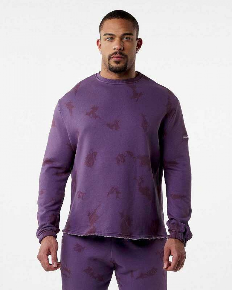 Purple Men\'s Alphalete HCTS Drop Shoulder Sweater | UAE-107698