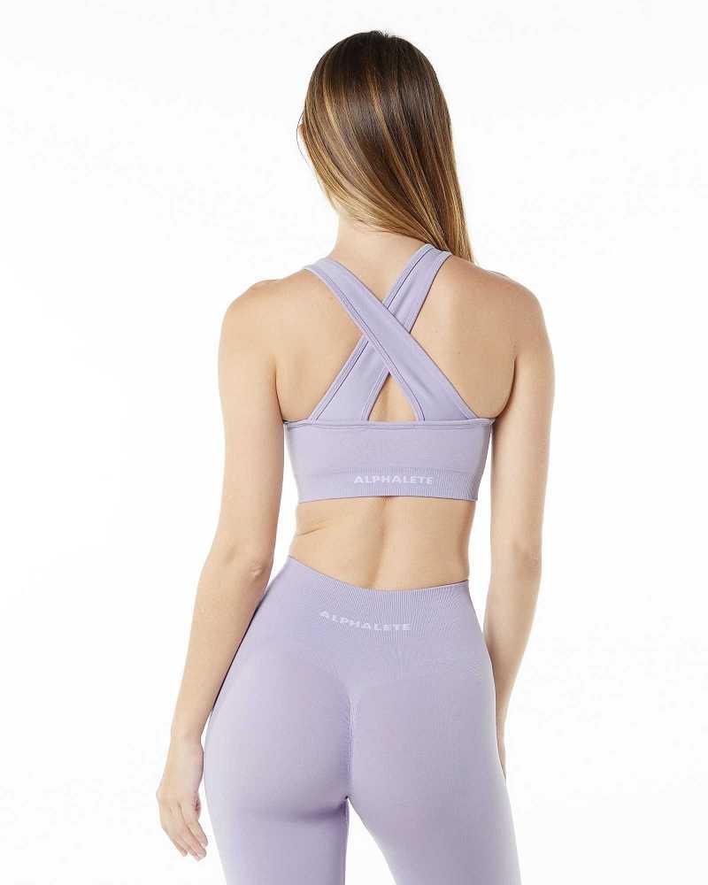 Purple Women's Alphalete Amplify Sports Bra | UAE-124539