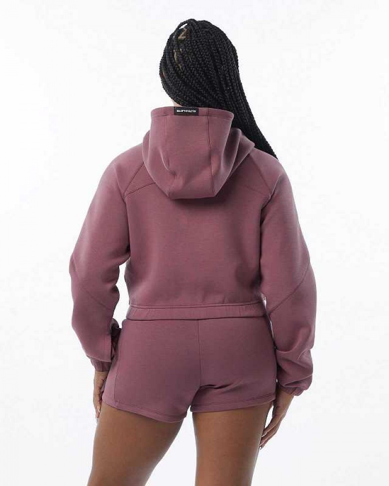 Purple Women's Alphalete ELMTS Full-Zip Crop Jackets | UAE-391075