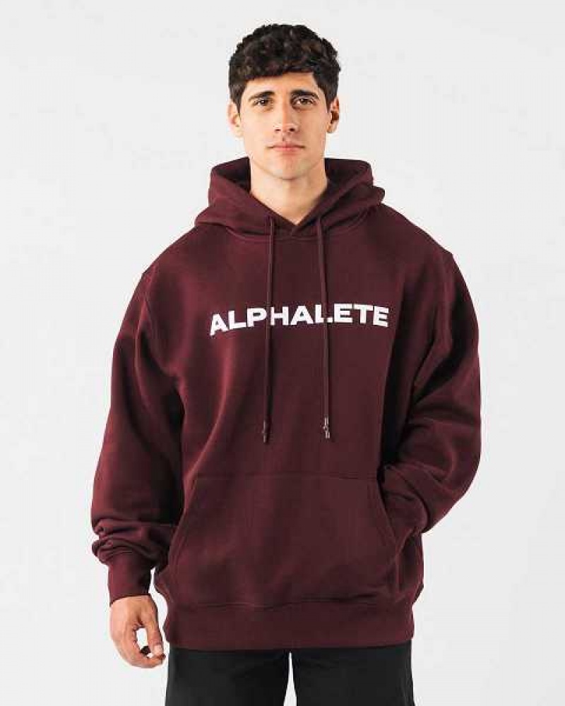 Red Men\'s Alphalete Core Hoodie | UAE-801754