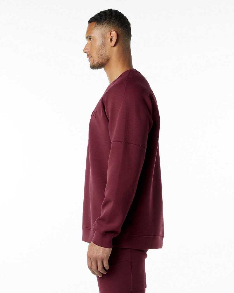 Red Men's Alphalete ELMTS Crewneck Sweater | UAE-736105