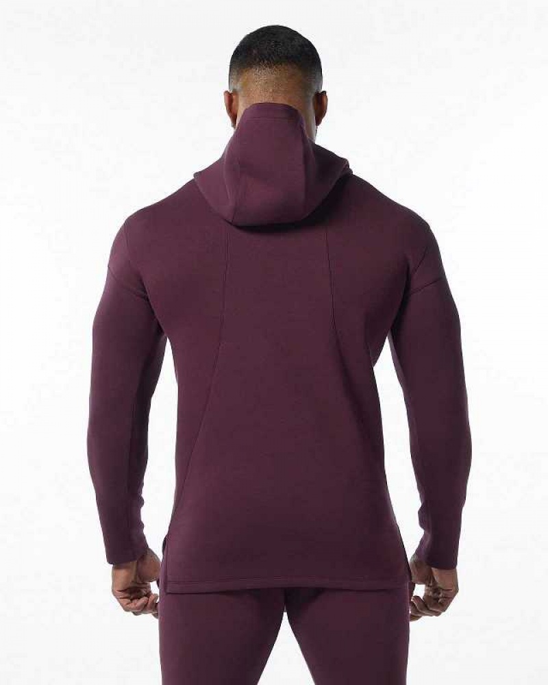 Red Men's Alphalete ELMTS Fitted Hoodie | UAE-675329