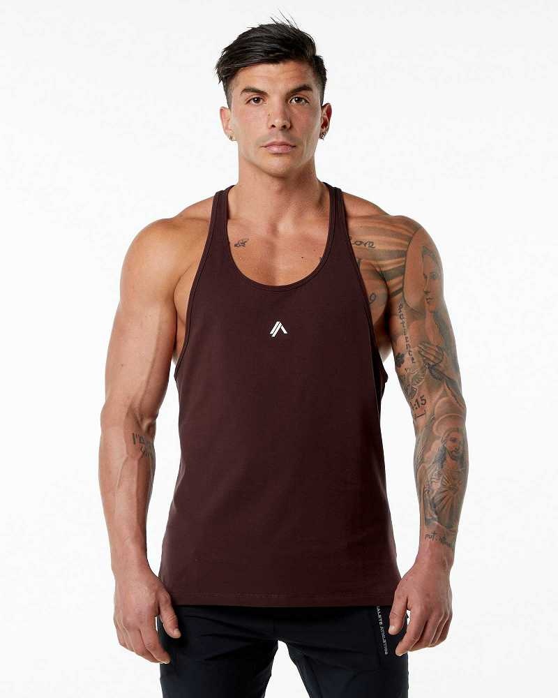 Red Men\'s Alphalete Emblem Stringer Tanks | UAE-476903