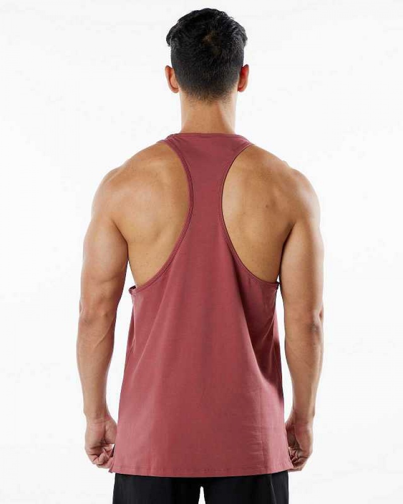 Red Men's Alphalete Emblem Stringer Tanks | UAE-467213