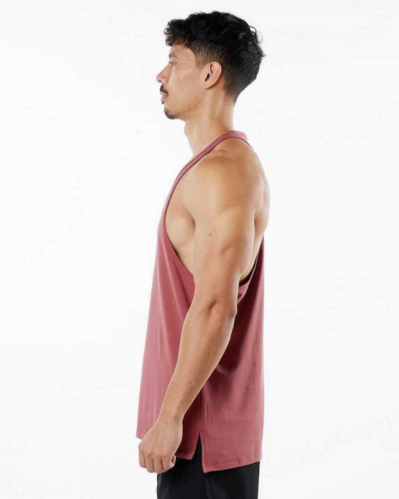 Red Men's Alphalete Emblem Stringer Tanks | UAE-467213