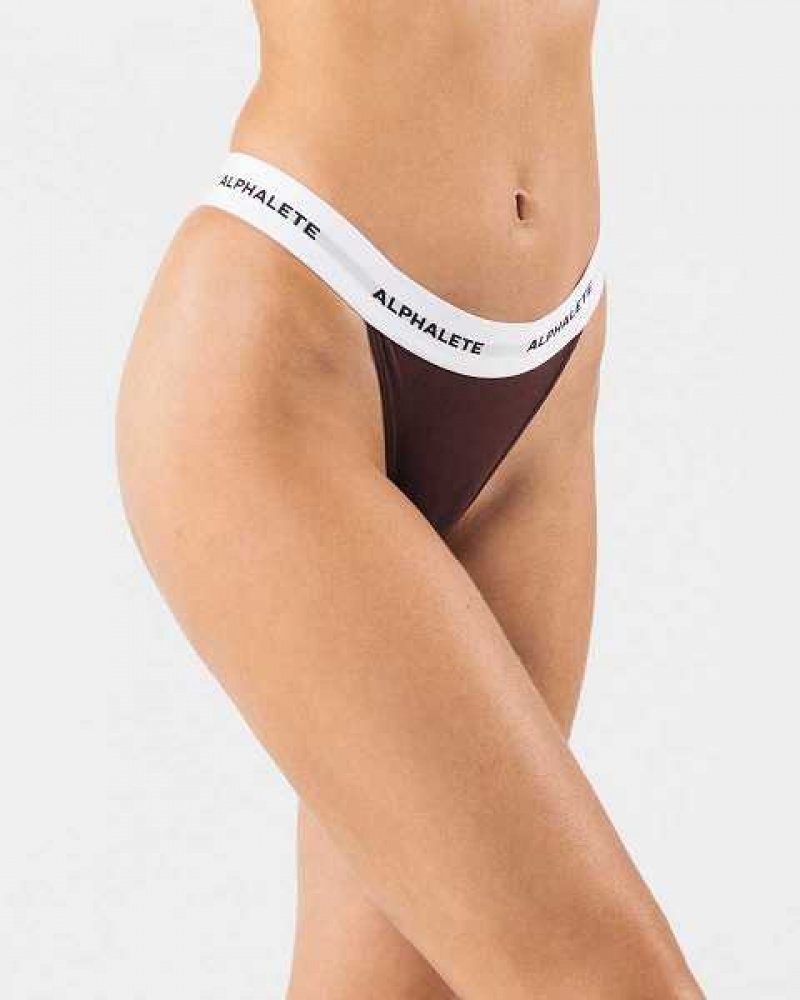 Red Women's Alphalete Acute Thong Underwear | UAE-379820