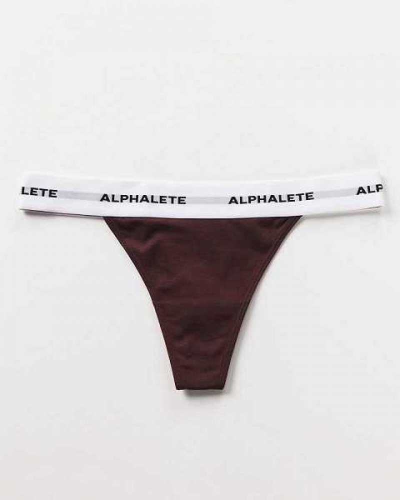 Red Women's Alphalete Acute Thong Underwear | UAE-379820