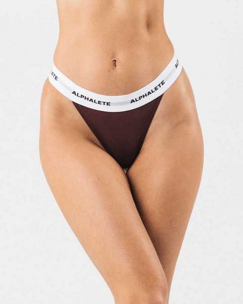 Red Women\'s Alphalete Acute Thong Underwear | UAE-379820