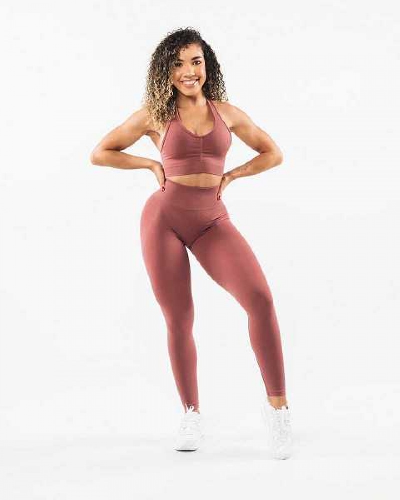 Red Women's Alphalete Amplify Leggings | UAE-138245