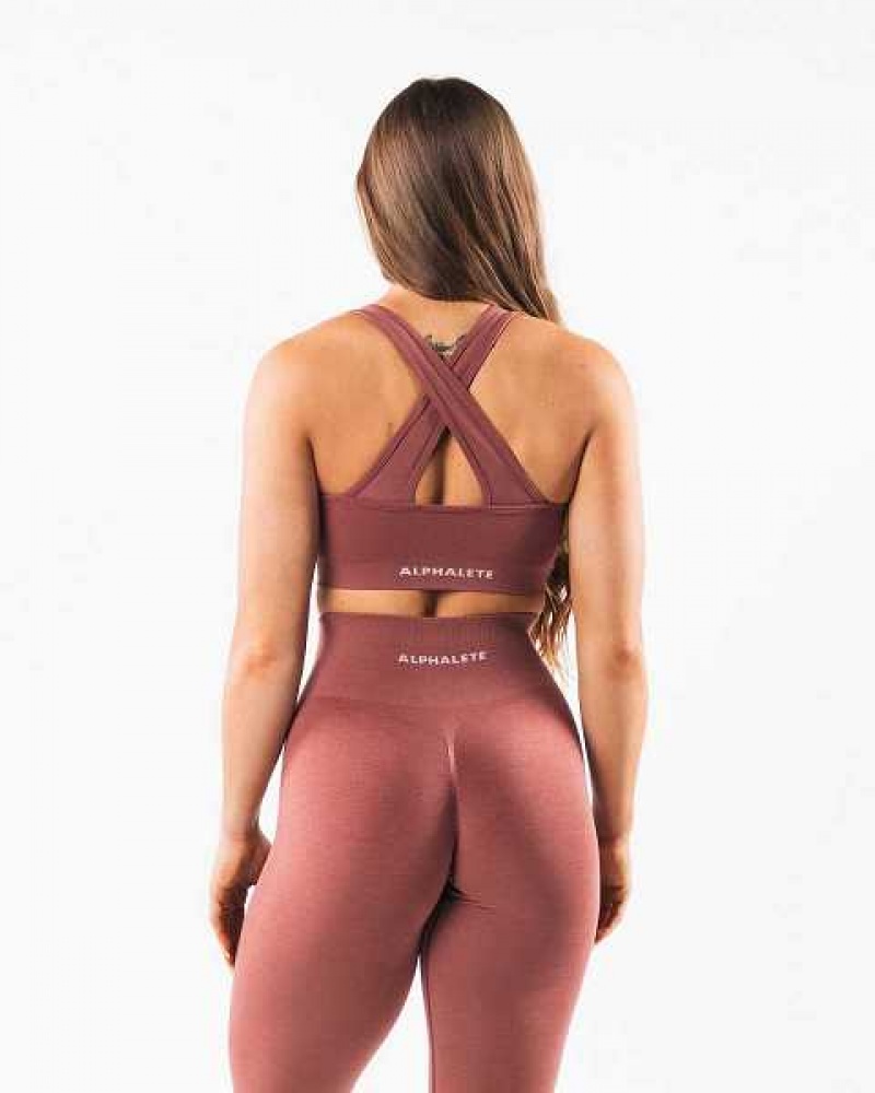 Red Women's Alphalete Amplify Sports Bra | UAE-682970