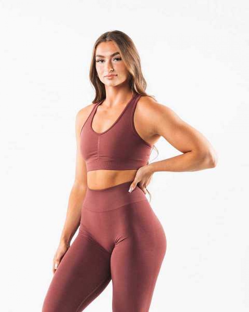 Red Women's Alphalete Amplify Sports Bra | UAE-346792