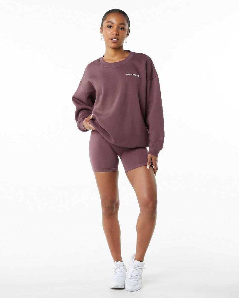 Red Women's Alphalete Classic Crew Long Sleeve Shirts | UAE-142930