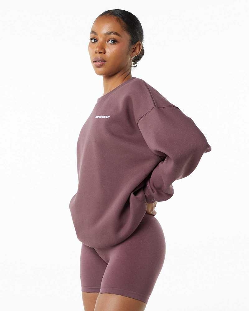 Red Women's Alphalete Classic Crew Long Sleeve Shirts | UAE-142930