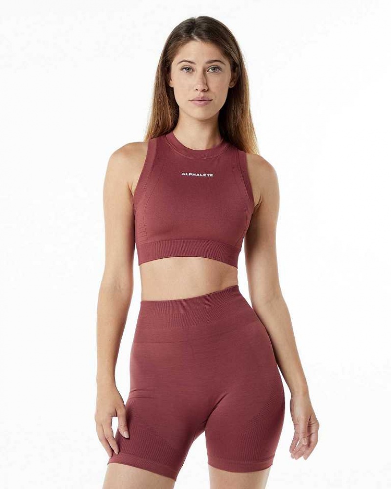 Red Women\'s Alphalete Ozone Crop Sports Bra | UAE-435068