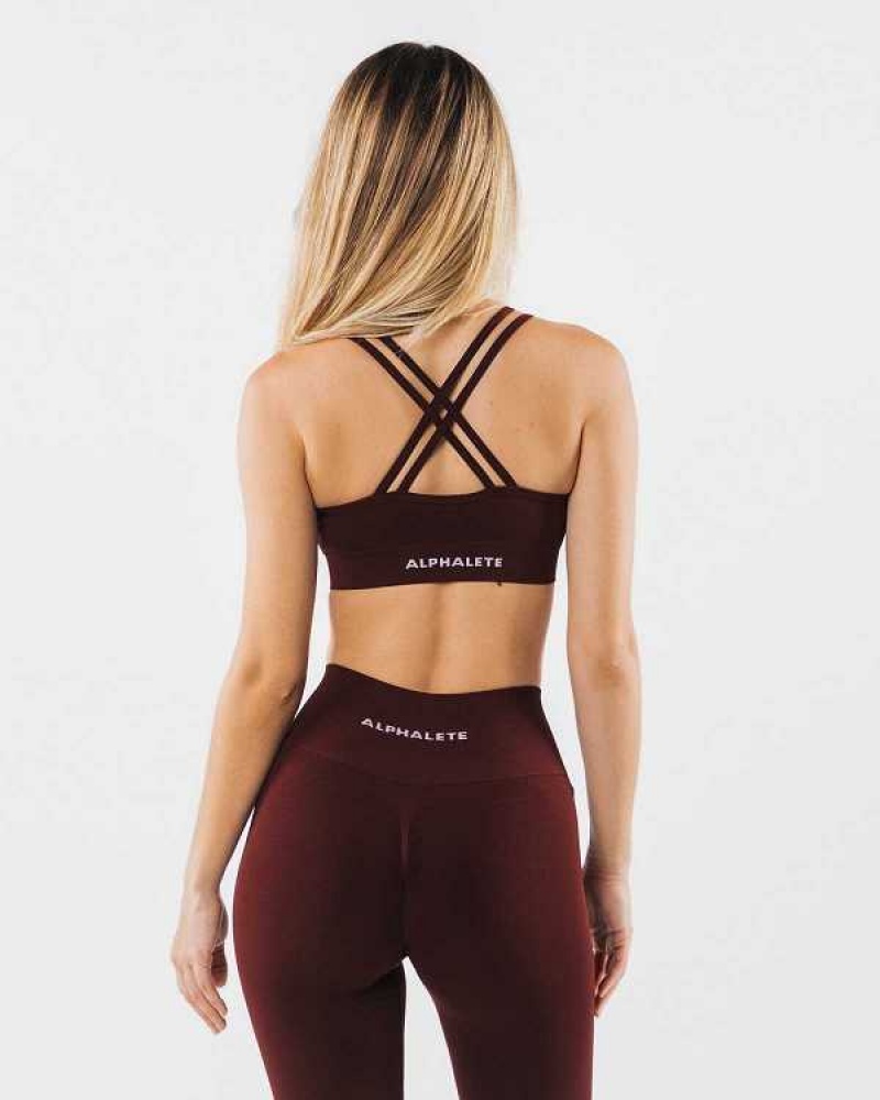 Red Women's Alphalete Revival Sports Bra | UAE-420687