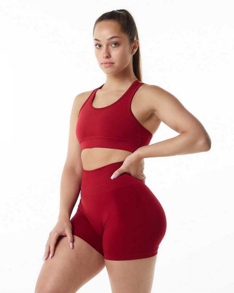 Red Women's Alphalete Revival Sports Bra | UAE-217634