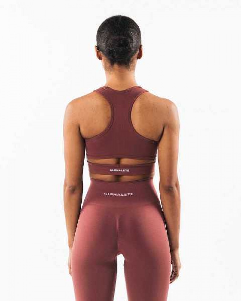 Red Women's Alphalete Stratus Sports Bra | UAE-481206