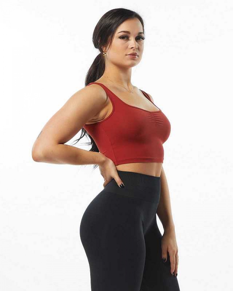 Red Women's Alphalete Ultrasoft Square Neck Tanks | UAE-718526