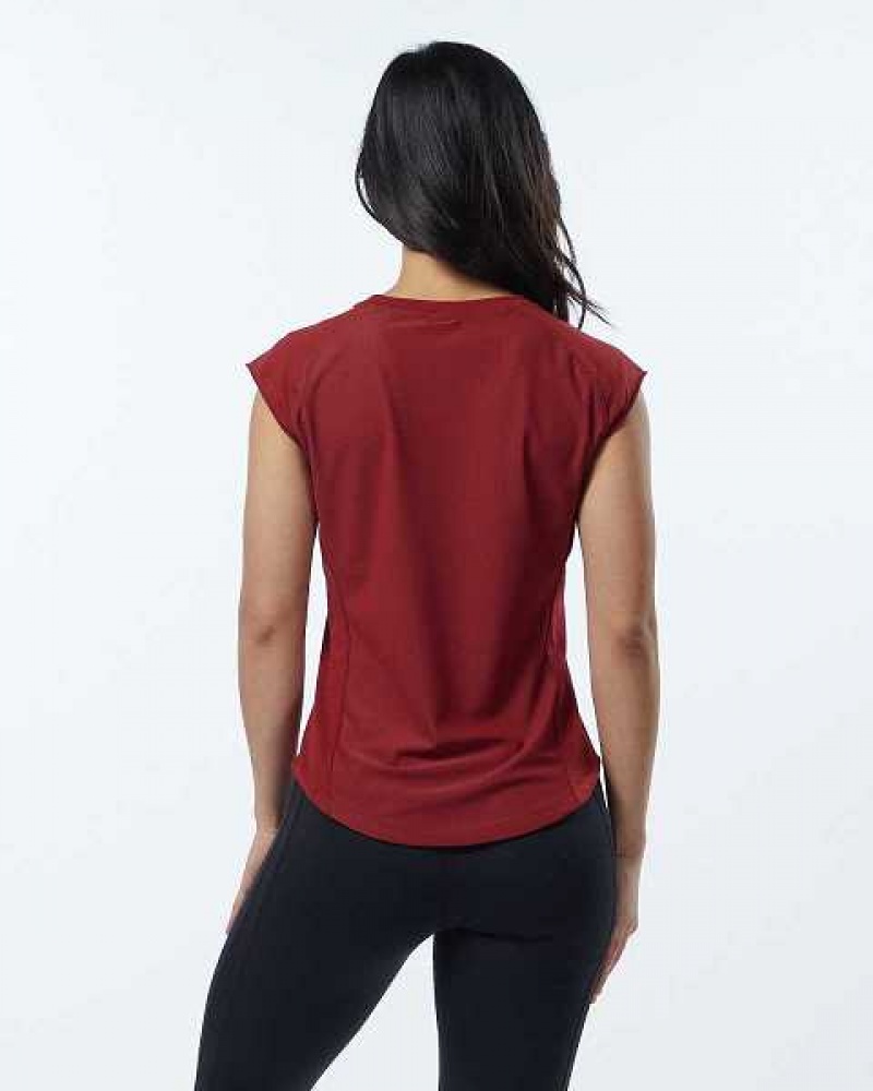 Red Women's Alphalete Velocity Short Sleeve Shirts | UAE-245760