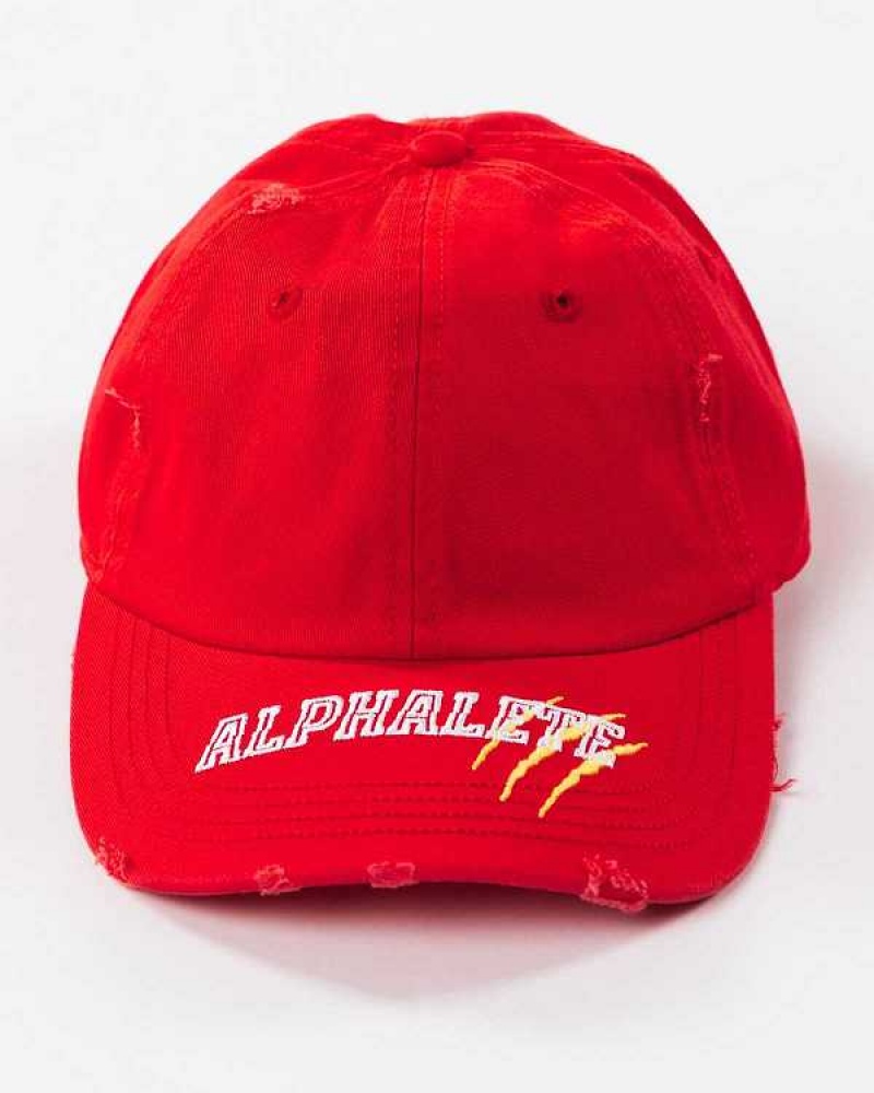 Red / White / Yellow Unisex Alphalete Claw Hat | UAE-495123