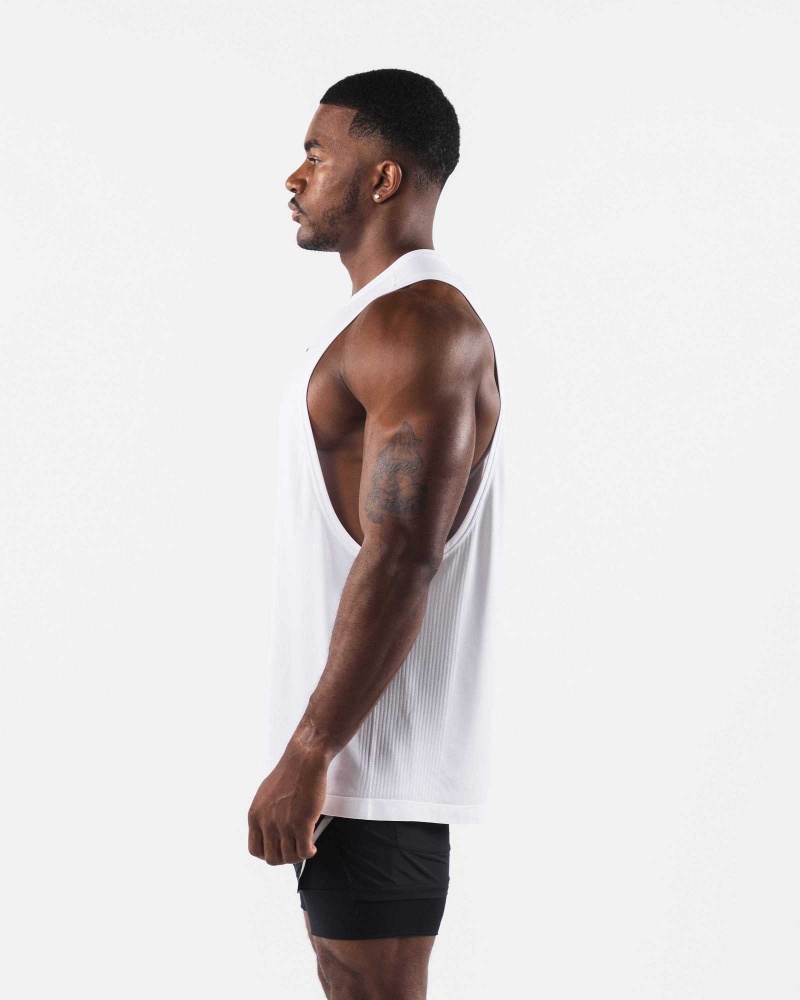 White Men's Alphalete AA Airtech Cutoff Tanks | UAE-904178