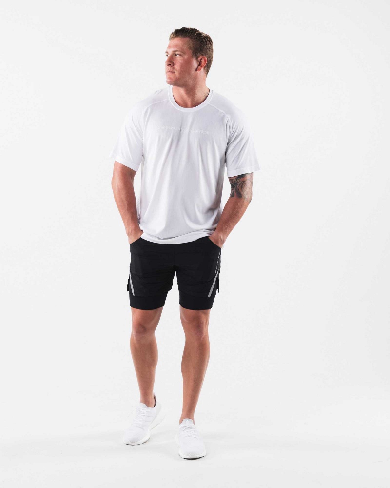 White Men's Alphalete AA Airtech Short Sleeve Shirts | UAE-742895