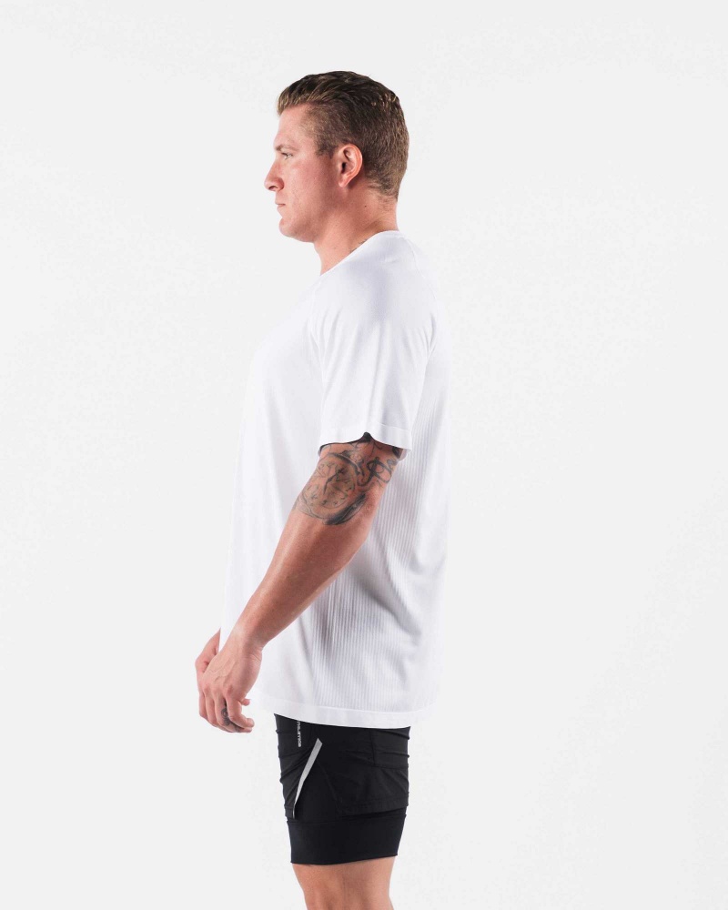 White Men's Alphalete AA Airtech Short Sleeve Shirts | UAE-742895