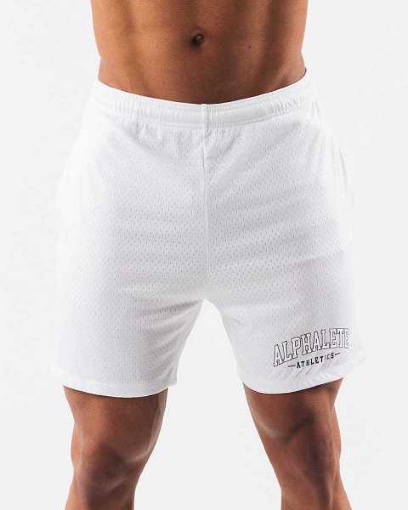 White Men\'s Alphalete AA Mesh 6” Shorts | UAE-123480