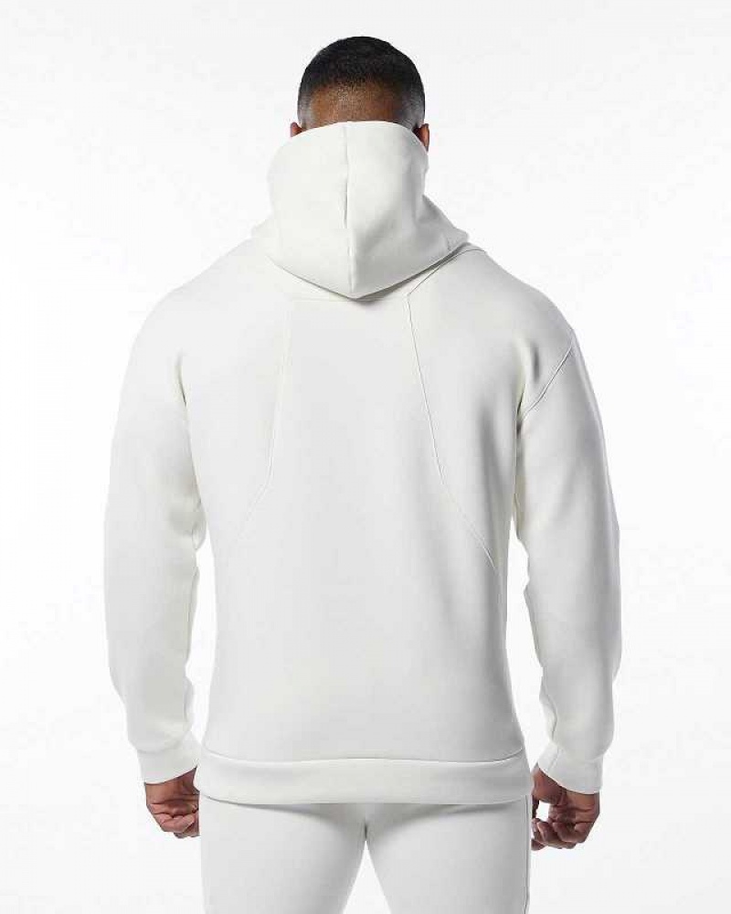 White Men's Alphalete ELMTS Hoodie | UAE-937845