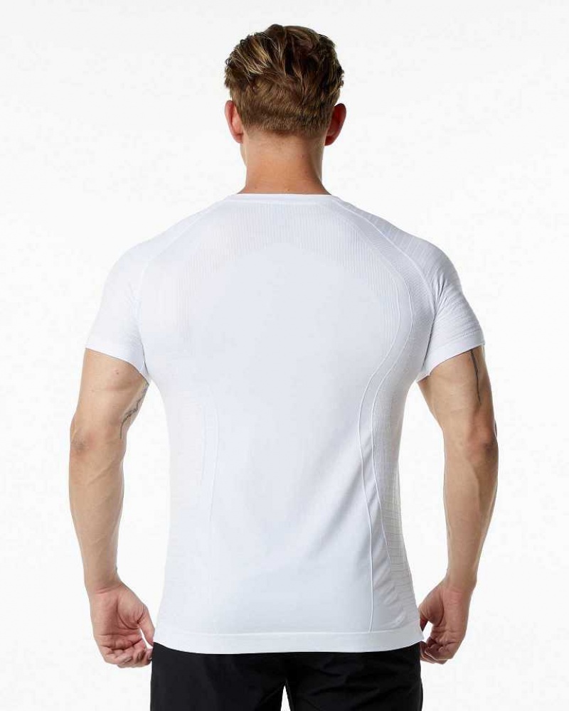 White Men's Alphalete Ozone Short Sleeve Shirts | UAE-560913