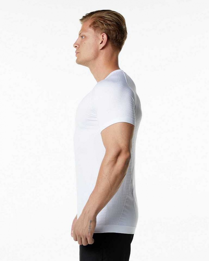 White Men's Alphalete Ozone Short Sleeve Shirts | UAE-560913