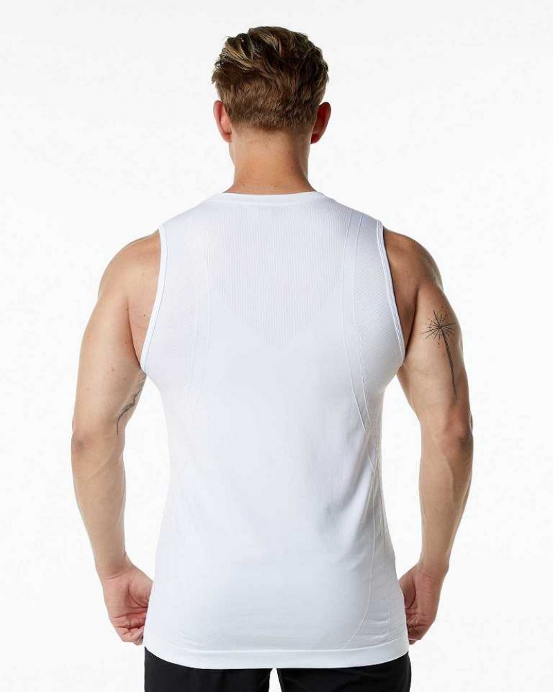 White Men's Alphalete Ozone Tanks | UAE-932765