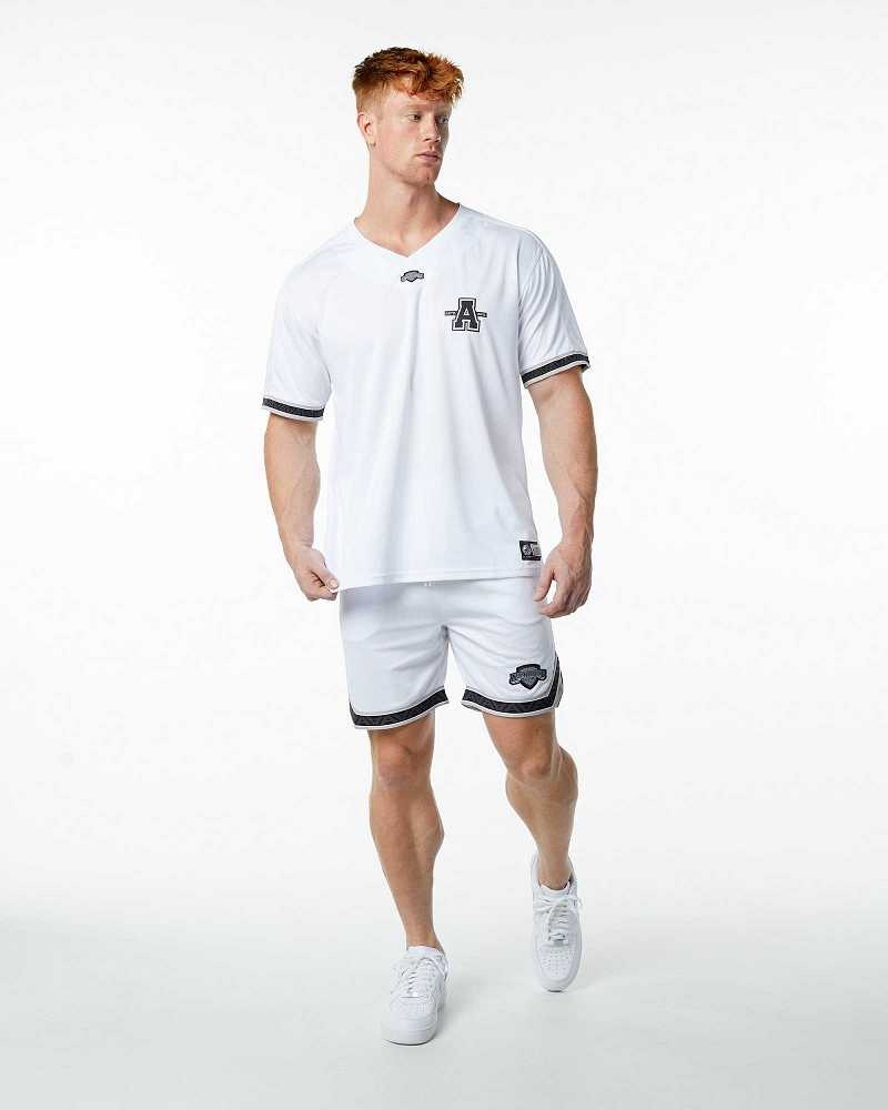 White Men's Alphalete Varsity NFL Jersey | UAE-381645