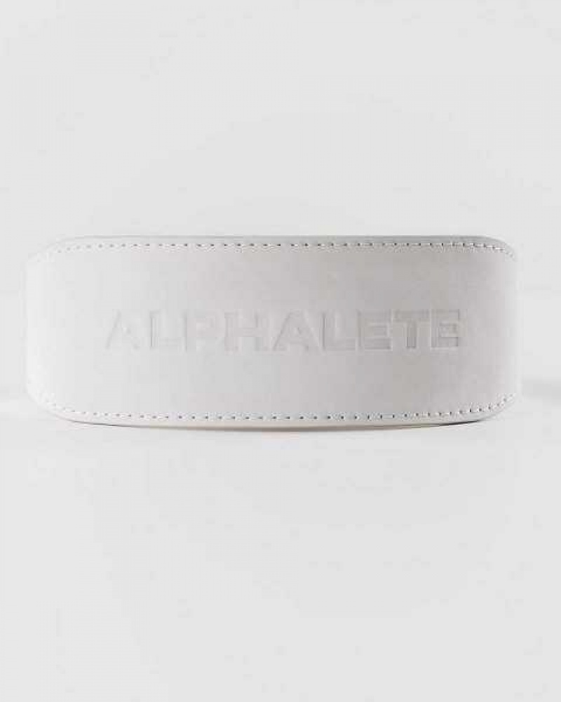 White Unisex Alphalete Core Weightlifting Belt | UAE-590624