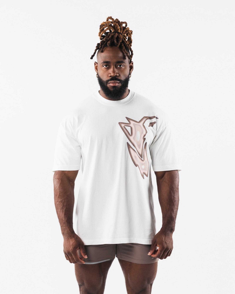 White Unisex Alphalete Heatmap Short Sleeve Shirts | UAE-935406