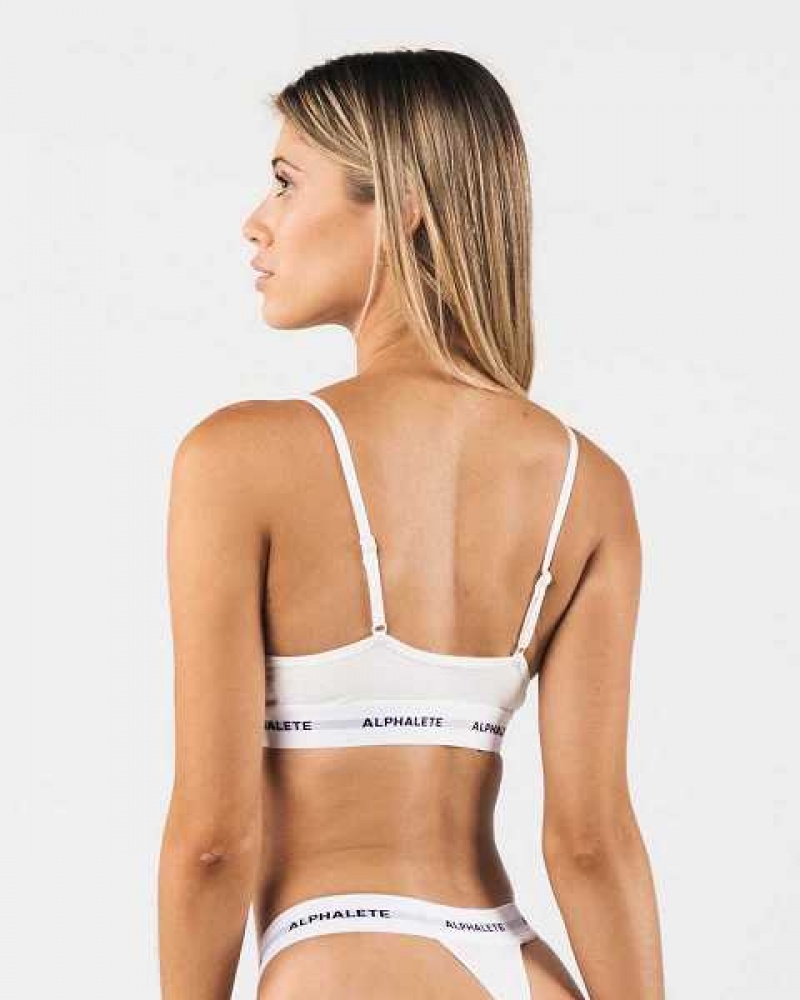 White Women's Alphalete Acute Bralette Sports Bra | UAE-025697