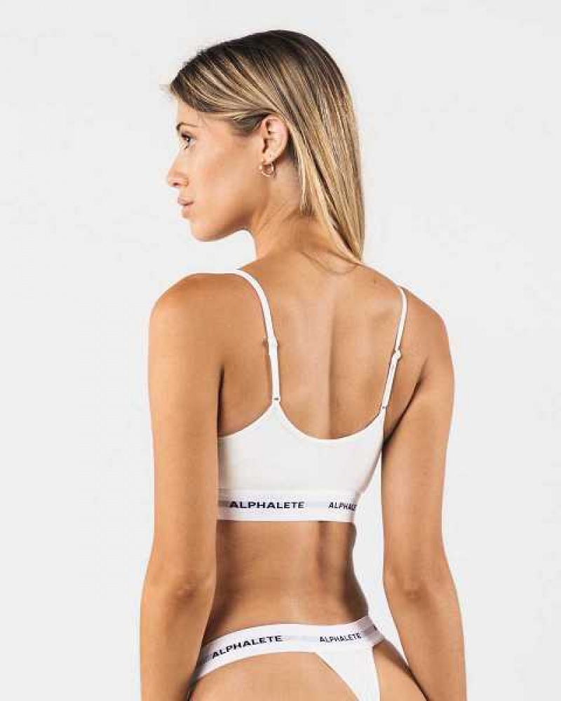 White Women's Alphalete Acute Cami Bralette Sports Bra | UAE-251360