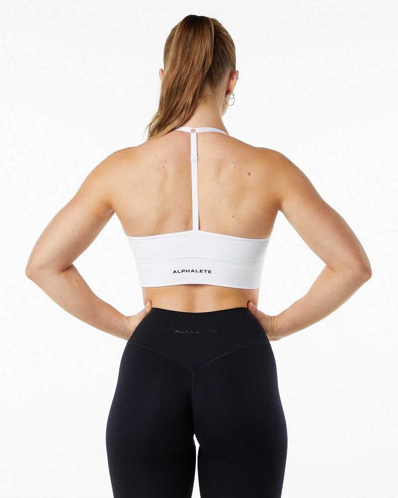 White Women's Alphalete Alphalux Wonder Sports Bra | UAE-279105