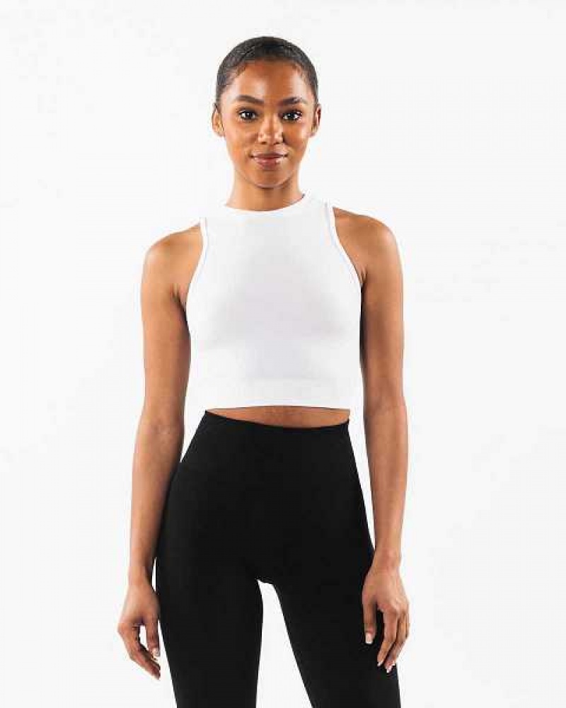 White Women\'s Alphalete Stratus Crop Tanks | UAE-907625