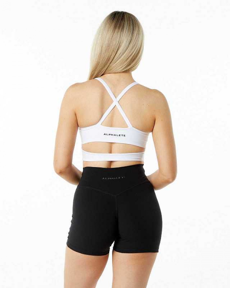 White Women's Alphalete Surface Altitude Sports Bra | UAE-563802