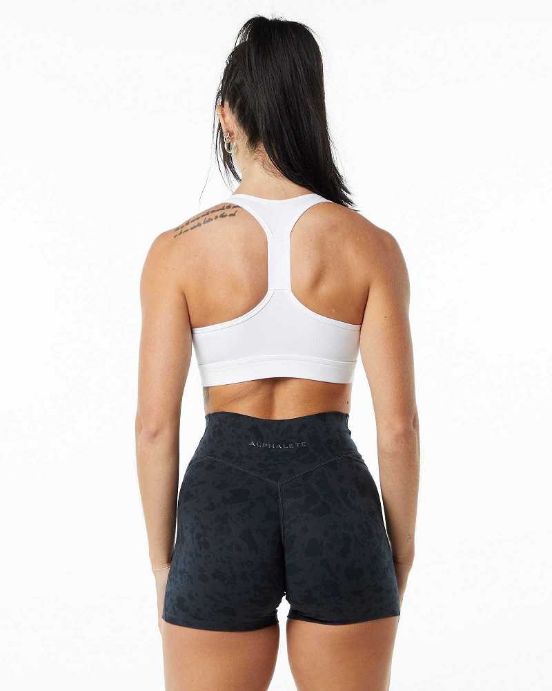 White Women's Alphalete Surface Wrap Sports Bra | UAE-974538