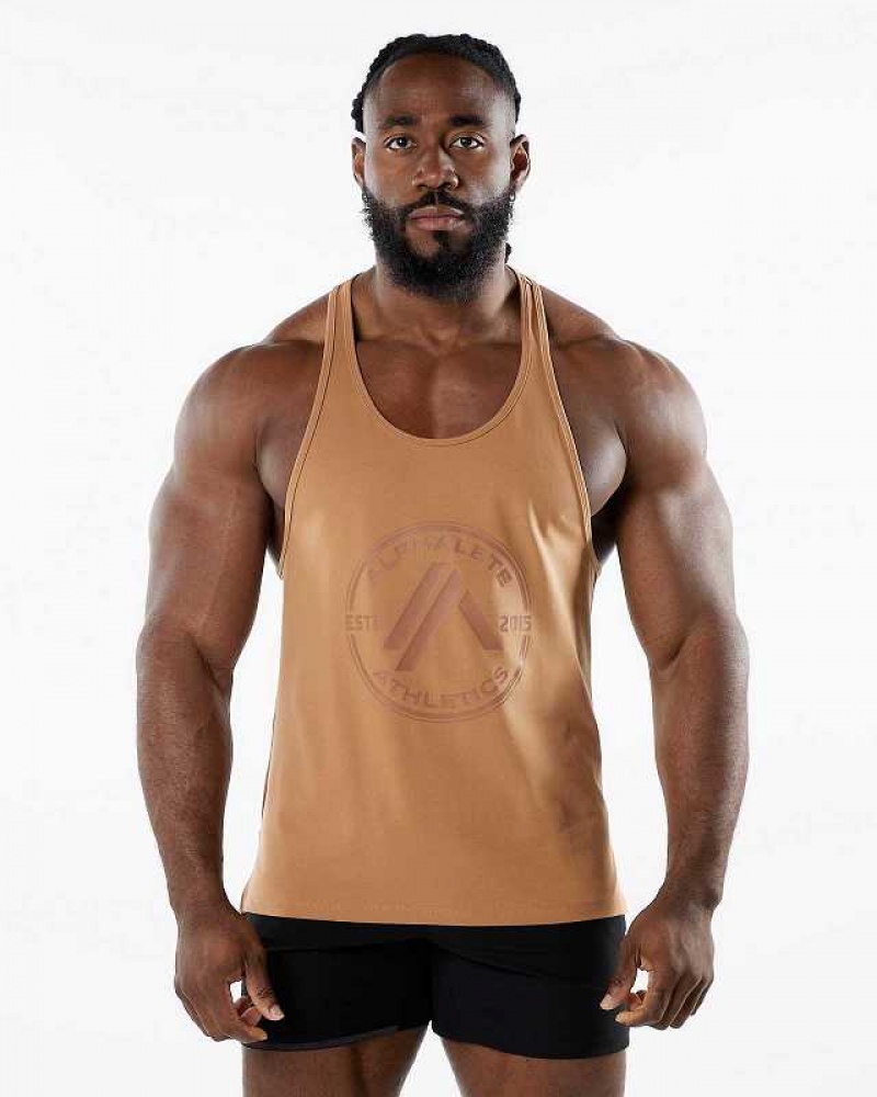 Yellow Men\'s Alphalete Dynasty Stringer Tanks | UAE-940378