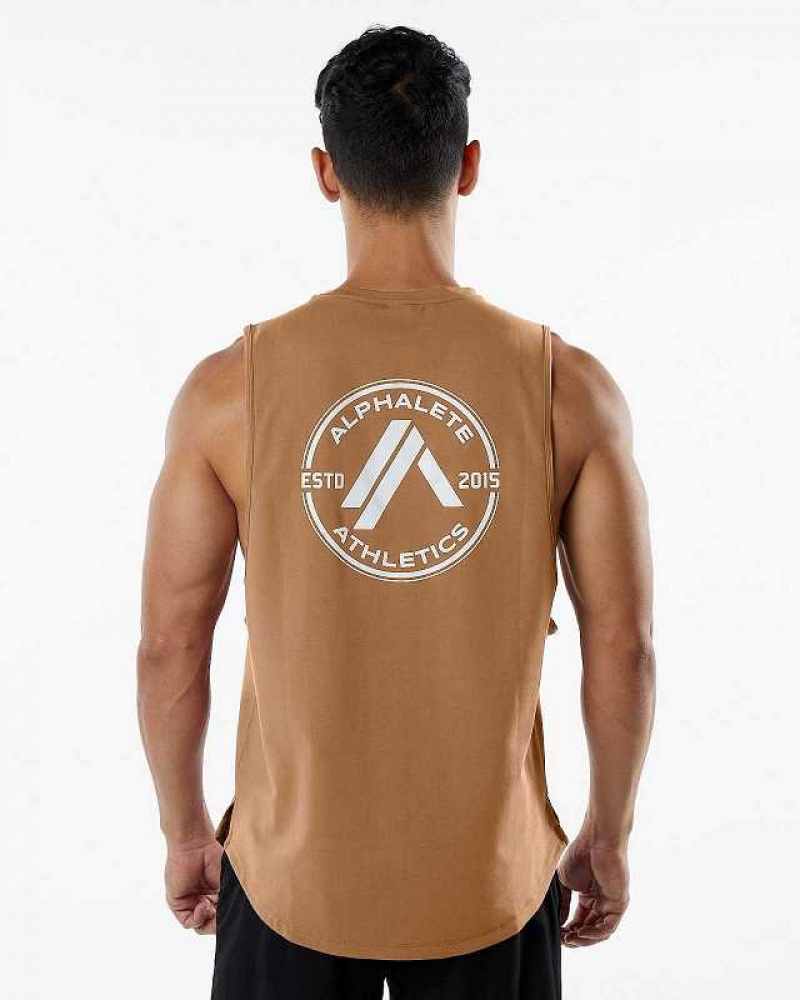 Yellow Men's Alphalete Dynasty Tanks | UAE-217639