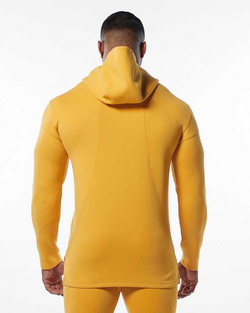 Yellow Men's Alphalete ELMTS Fitted Hoodie | UAE-174290