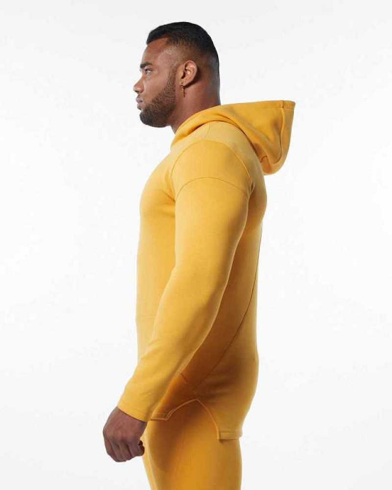 Yellow Men's Alphalete ELMTS Fitted Hoodie | UAE-174290