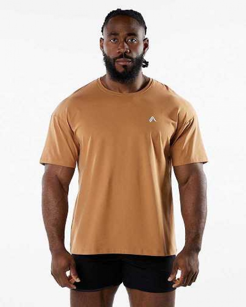 Yellow Men\'s Alphalete Emblem Short Sleeve Shirts | UAE-314895