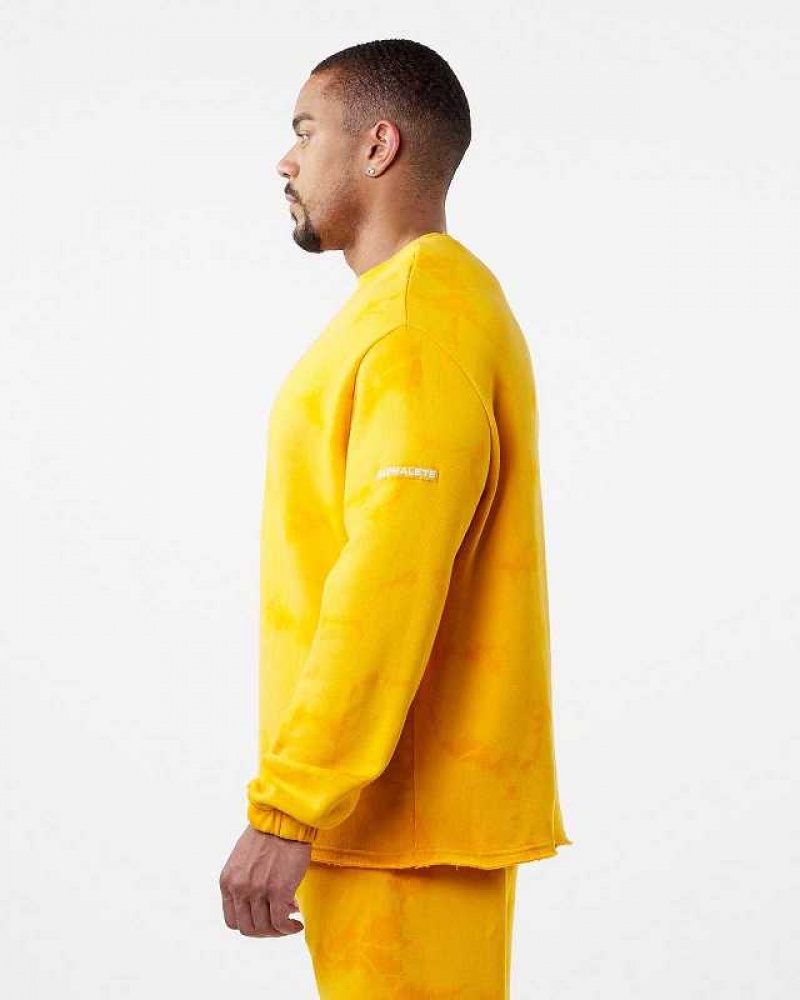 Yellow Men's Alphalete HCTS Drop Shoulder Sweater | UAE-420815