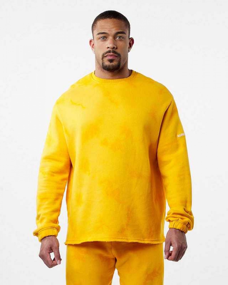 Yellow Men\'s Alphalete HCTS Drop Shoulder Sweater | UAE-420815