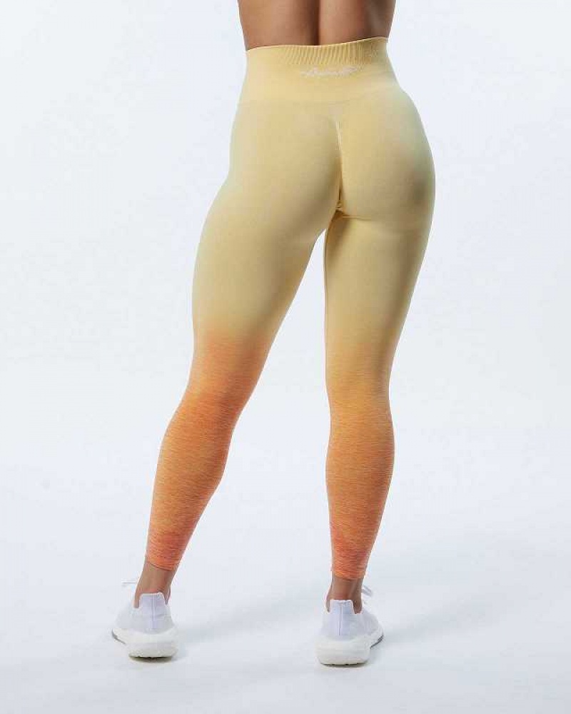 Yellow Women\'s Alphalete Ombre Amplify Leggings | UAE-208649